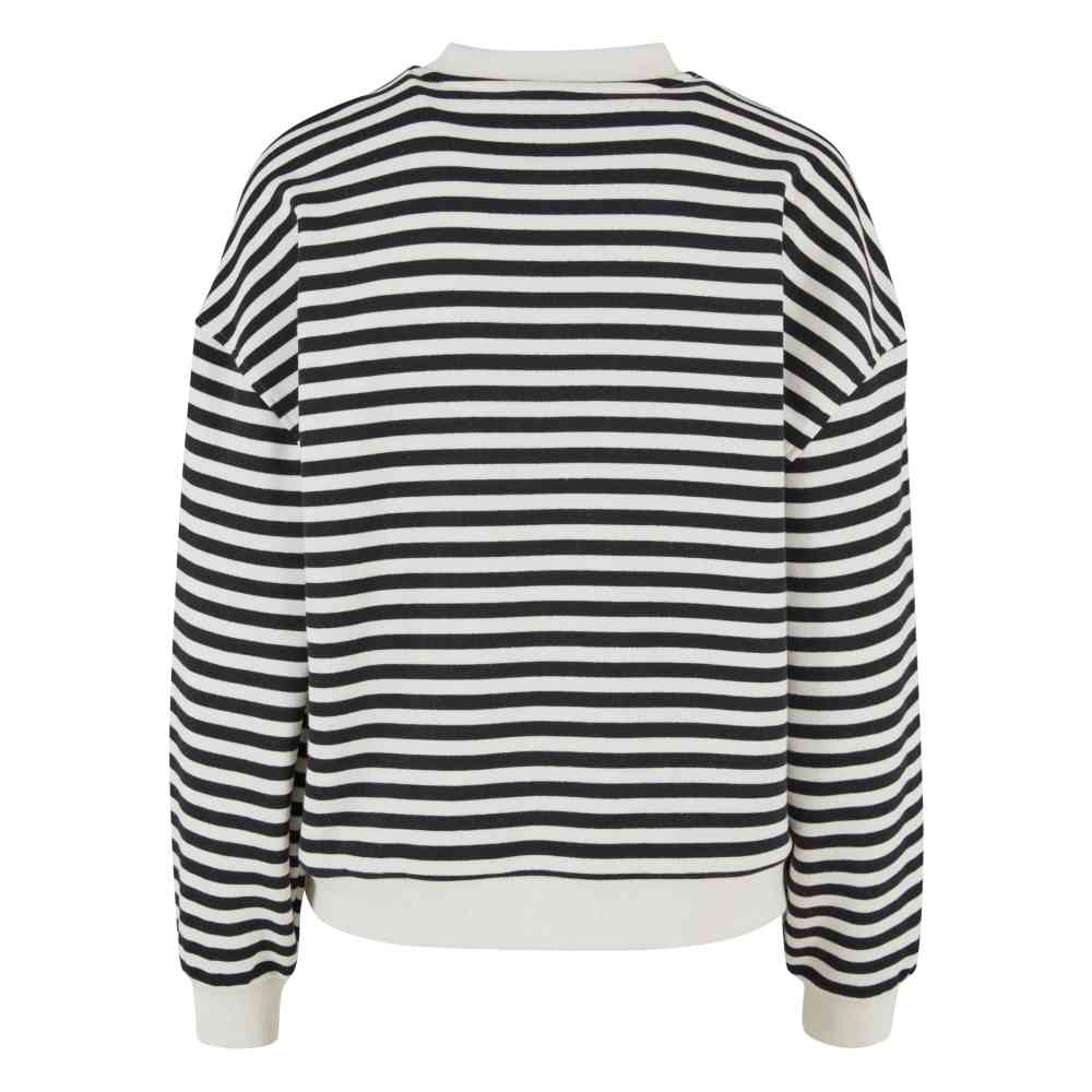 Urban Classics - Oversized Striped Rundhalspullover - Schwarz/Beige